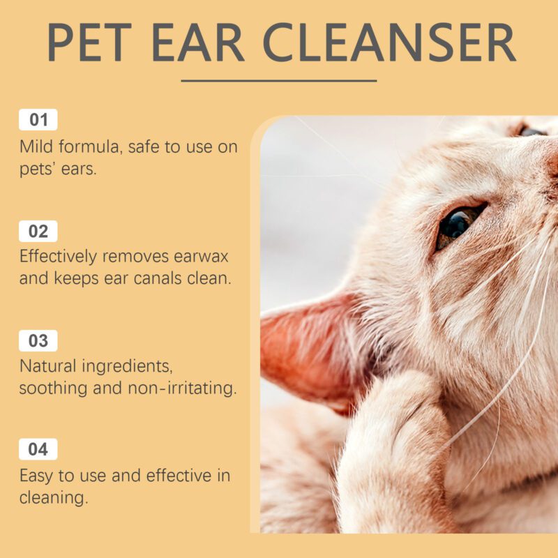Yegbong Pet Ear Cleaner for Cats and Dogs - Gentle Ear Dirt Cleaning Solution - Image 4