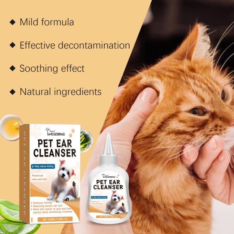 Yegbong Pet Ear Cleaner for Cats and Dogs - Gentle Ear Dirt Cleaning Solution - Image 3