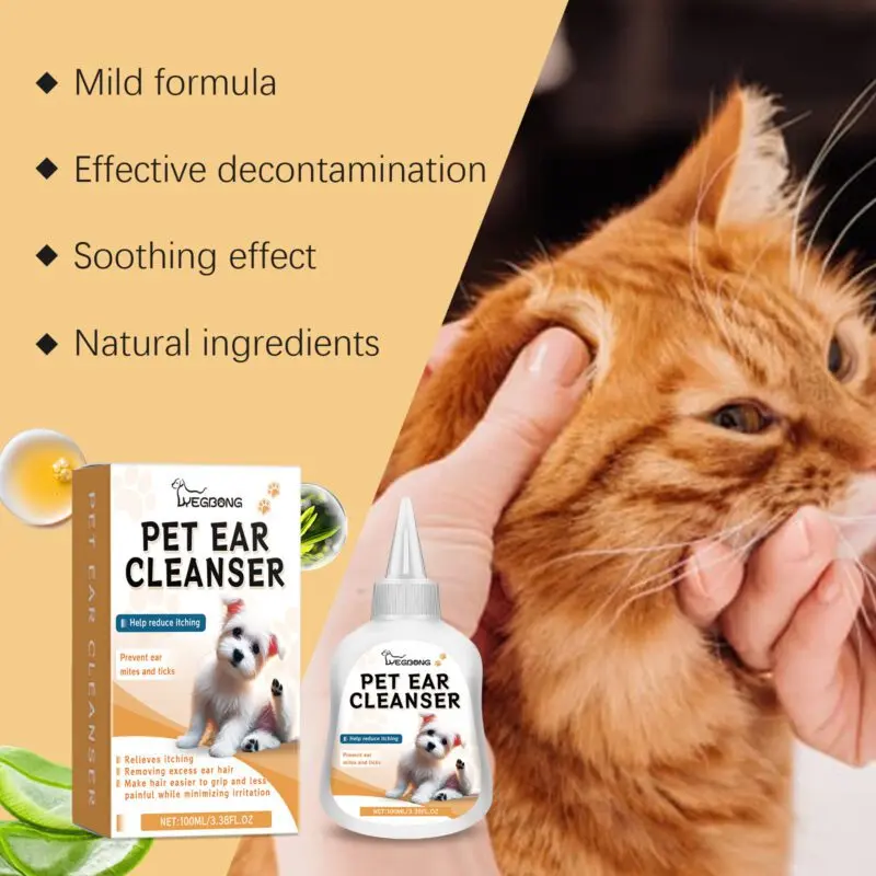 Yegbong Pet Ear Cleaner for Cats and Dogs - Gentle Ear Dirt Cleaning Solution - Image 3
