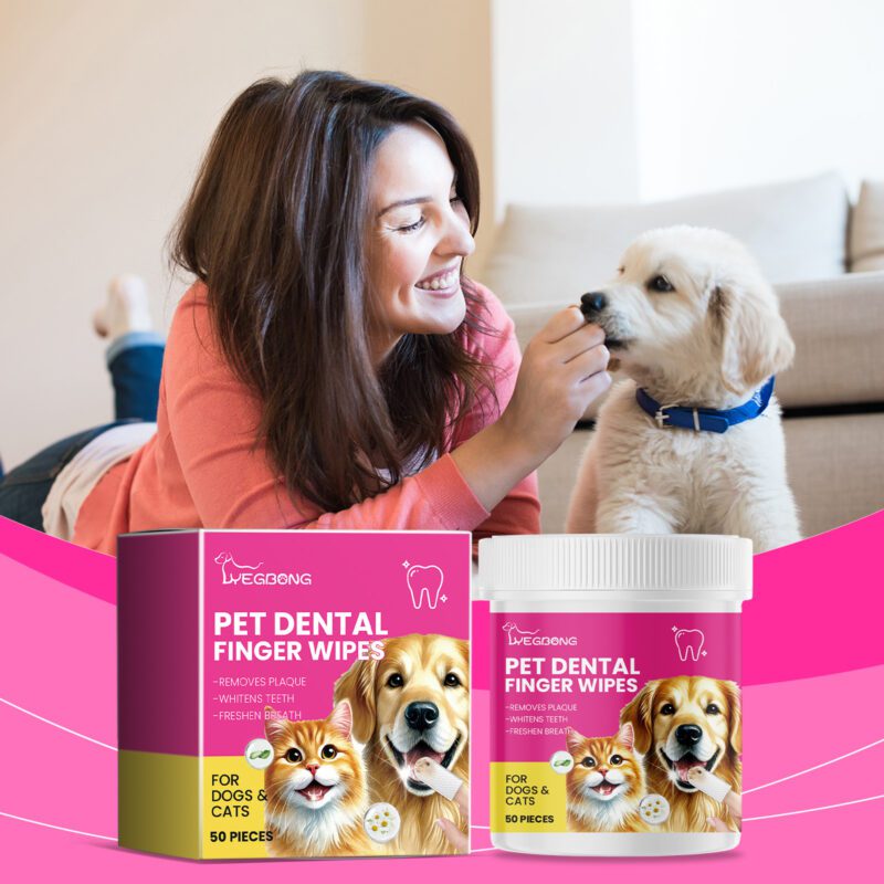 Yegbong Pet Teeth Cleaning Finger Wipes for Cats & Dogs - Plaque and Tartar Control - Image 2