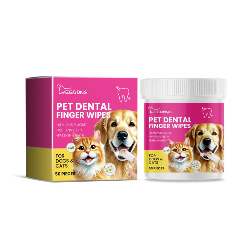 Yegbong Pet Teeth Cleaning Finger Wipes for Cats & Dogs - Plaque and Tartar Control
