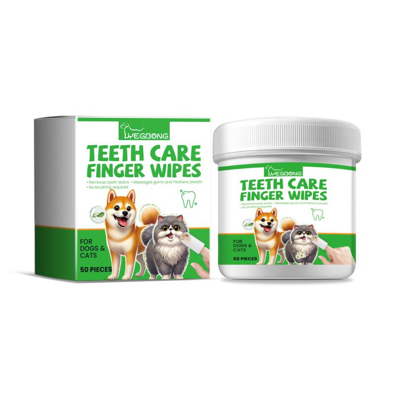 Yegbong Dog & Cat Tooth Wipes for Tartar Control, Stain Removal, Fresh Breath