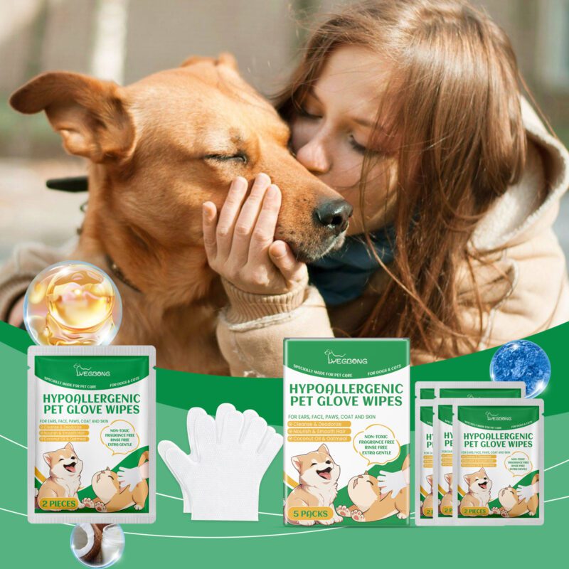 Yegbong Disposable Pet Cleaning Gloves for Dogs & Cats - Gentle Hair and Skin Care - Image 2