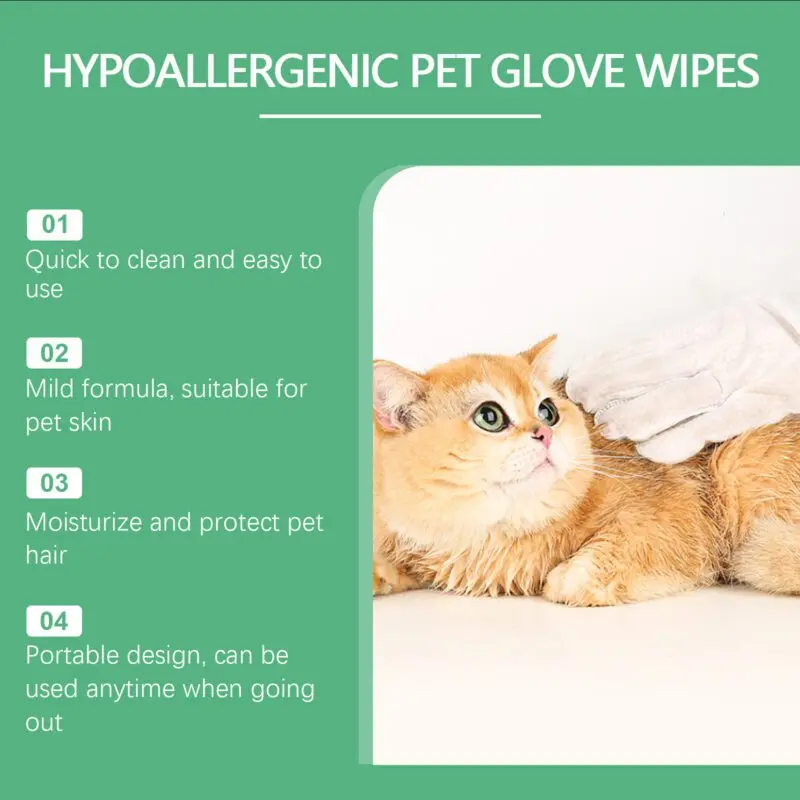 Yegbong Disposable Pet Cleaning Gloves for Dogs & Cats - Gentle Hair & Skin Wipes - Image 4