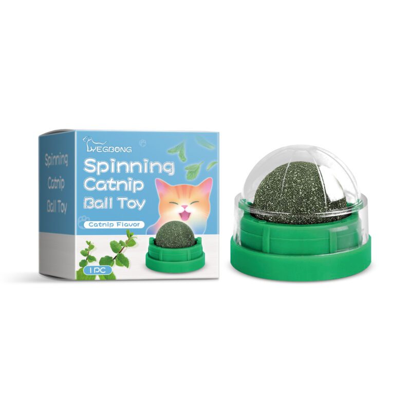 Yegbong Mint-Flavored Interactive Rotating Cat Ball Toy with Catnip for Cats and Kittens