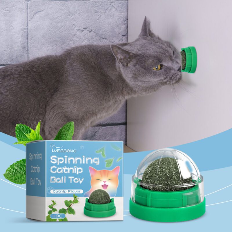 Yegbong Mint-Flavored Interactive Rotating Cat Ball Toy with Catnip for Cats and Kittens - Image 2