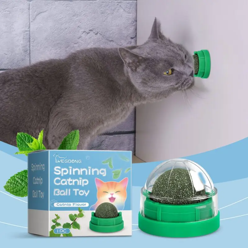 Yegbong Mint-Flavored Interactive Rotating Cat Ball Toy with Catnip for Cats and Kittens - Image 2