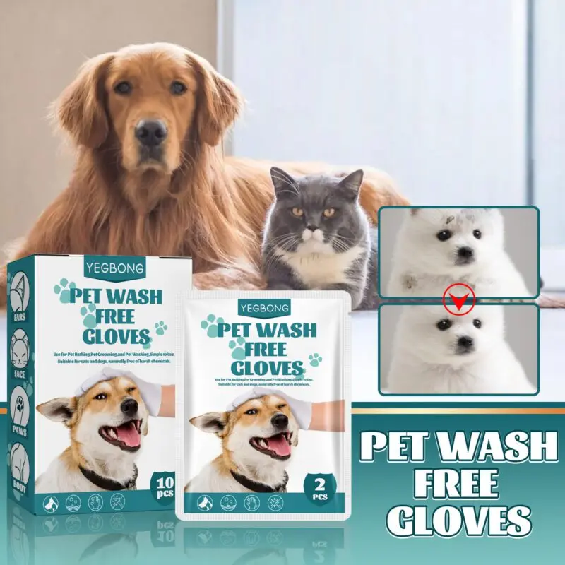 Yegbong Pet Grooming Gloves (2pcs) for Dogs & Cats - Dry Cleaning Bathing Care - Image 2