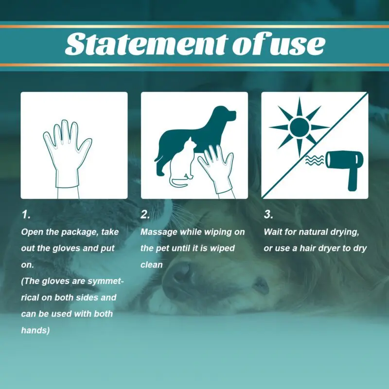 Yegbong Pet Grooming Gloves (2pcs) for Dogs & Cats - Dry Cleaning Bathing Care - Image 5