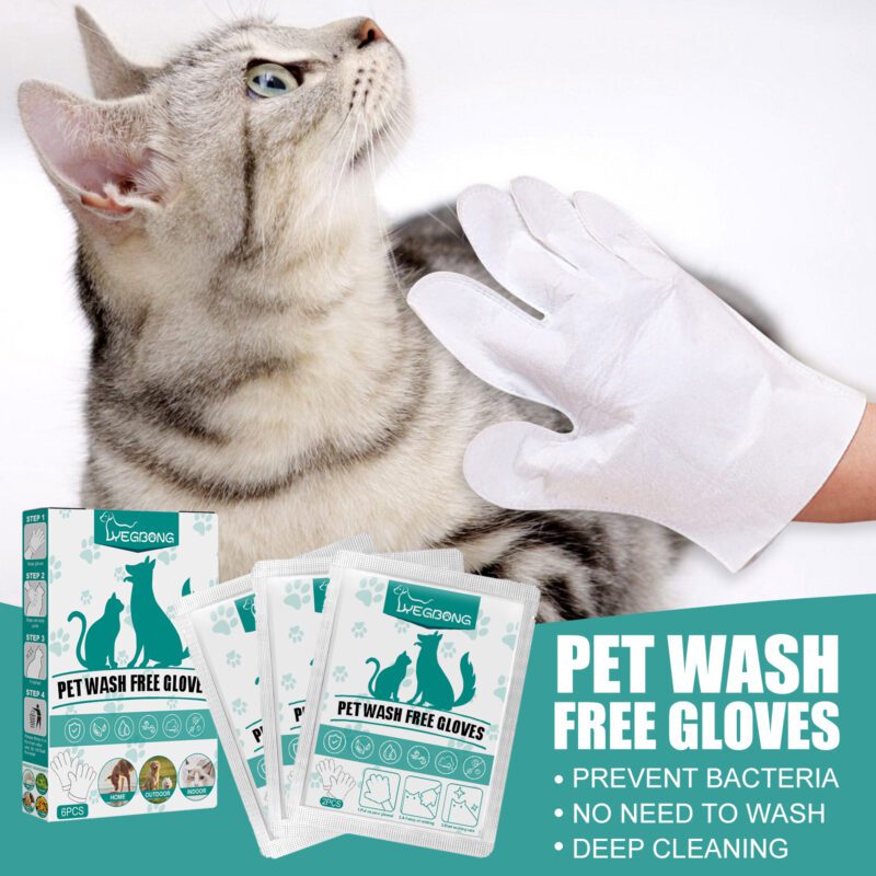 Yegbong Pet Cleaning Gloves for Dogs & Cats - Dry Deodorizing Grooming - Image 2