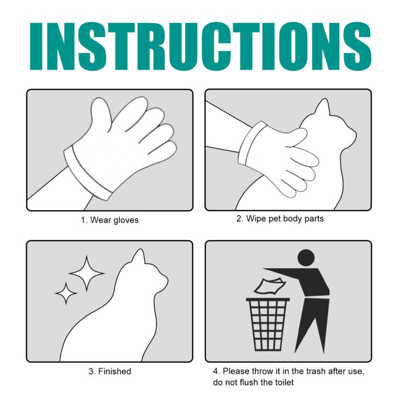 Yegbong Pet Cleaning Gloves for Dogs & Cats - Dry Deodorizing Grooming - Image 6