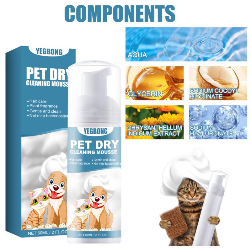 Yegbong Waterless Pet Dry Cleaning Mousse for Cats & Dogs - Deodorizing, Softens & Smooths Coat - Image 5