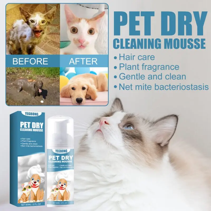 Yegbong Waterless Pet Dry Cleaning Mousse for Cats & Dogs - Deodorizing, Softens & Smooths Coat - Image 4