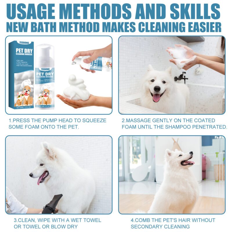 Yegbong Waterless Pet Dry Cleaning Mousse for Cats & Dogs - Deodorizing, Softens & Smooths Coat - Image 6