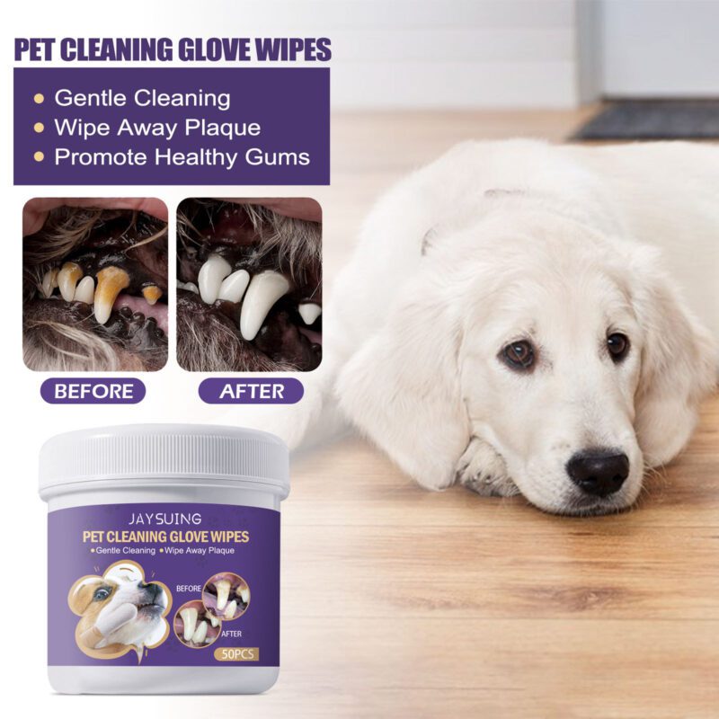 JAYSUING Pet Dental Cleaning Glove Wipes - Gentle Gum Care for Tartar Removal & Bad Breath - Image 2