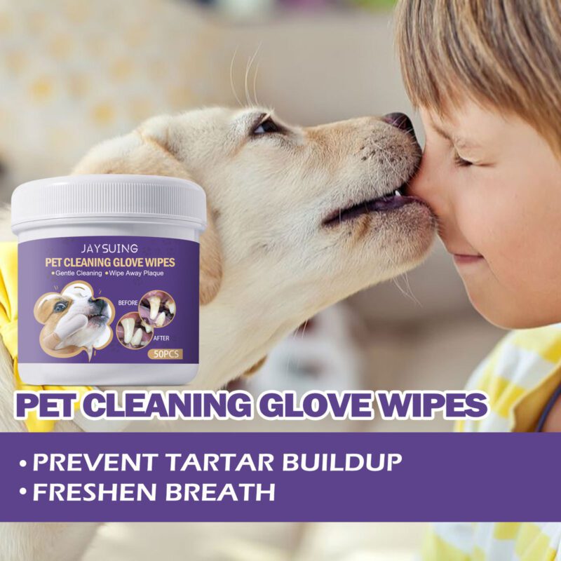 JAYSUING Pet Dental Cleaning Glove Wipes - Gentle Gum Care for Tartar Removal & Bad Breath - Image 3