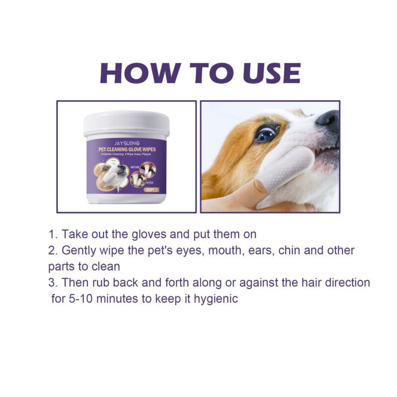 JAYSUING Pet Dental Cleaning Glove Wipes - Gentle Gum Care for Tartar Removal & Bad Breath - Image 6