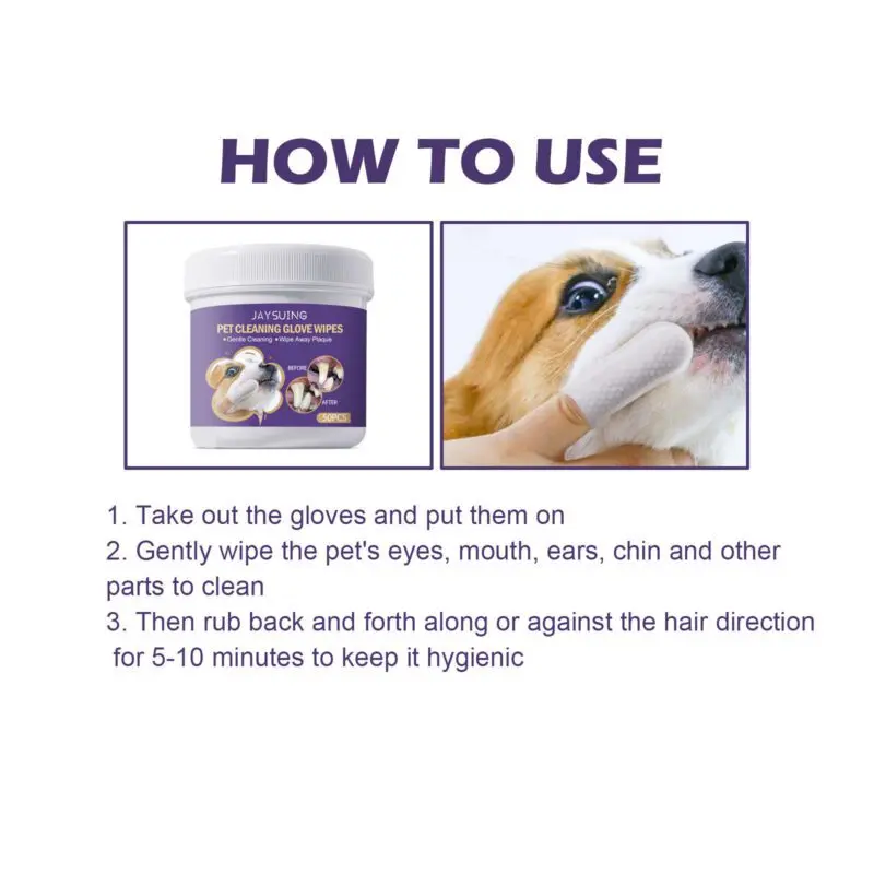 JAYSUING Pet Dental Cleaning Glove Wipes - Gentle Gum Care for Tartar Removal & Bad Breath - Image 6