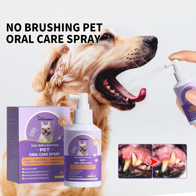Yegbong Dog & Cat Tooth Cleaning Spray - Oral Care Freshener for Fresh Breath & Odor Control