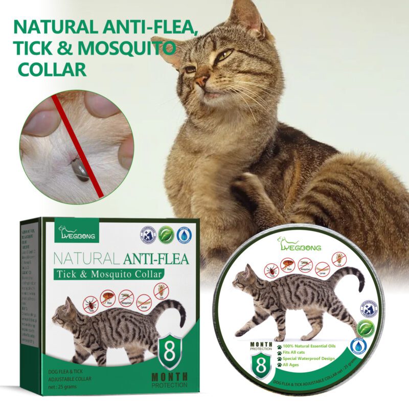 Yegbong Natural Flea and Tick Repellent Collar for Pets - Waterproof, Adjustable - Image 2