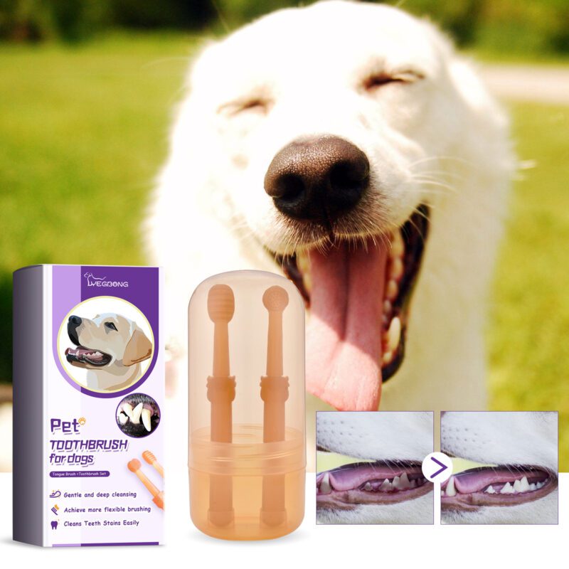 Yegbong Pet Toothbrush and Tongue Cleaner Set - Stain Removal, Oral Health Care - Image 2