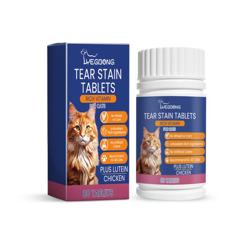 Yegbong Premium Cat Tear Stain Support Tablets - Nutritional Supplement for Cats