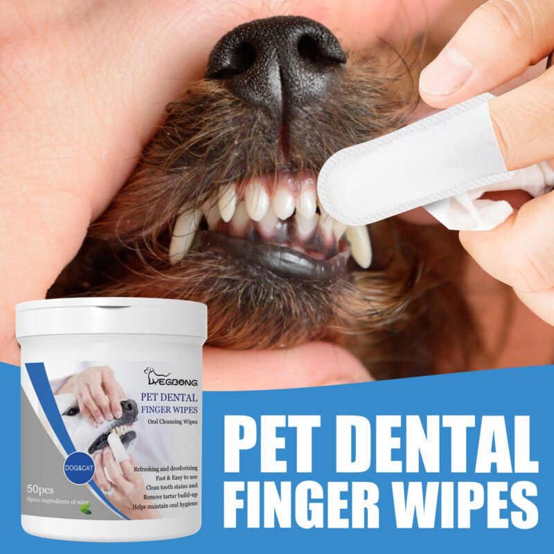 Yegbong Dog Dental Finger Wipes - Bad Breath & Tartar Remover for Dogs - Image 2