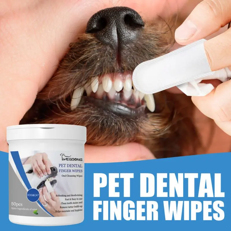 Yegbong Dog Dental Finger Wipes - Bad Breath & Tartar Remover for Dogs - Image 2