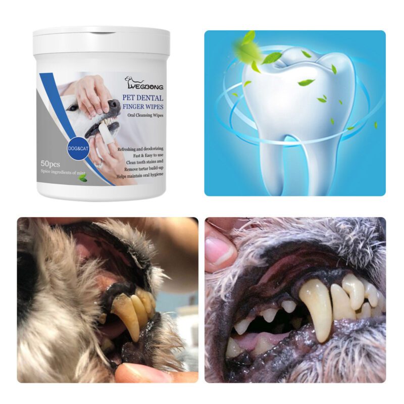 Yegbong Dog Dental Finger Wipes - Bad Breath & Tartar Remover for Dogs - Image 3