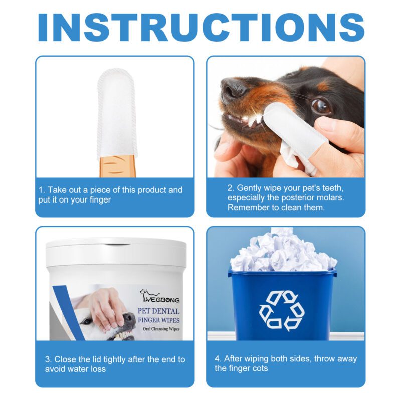 Yegbong Dog Dental Finger Wipes - Bad Breath & Tartar Remover for Dogs - Image 6