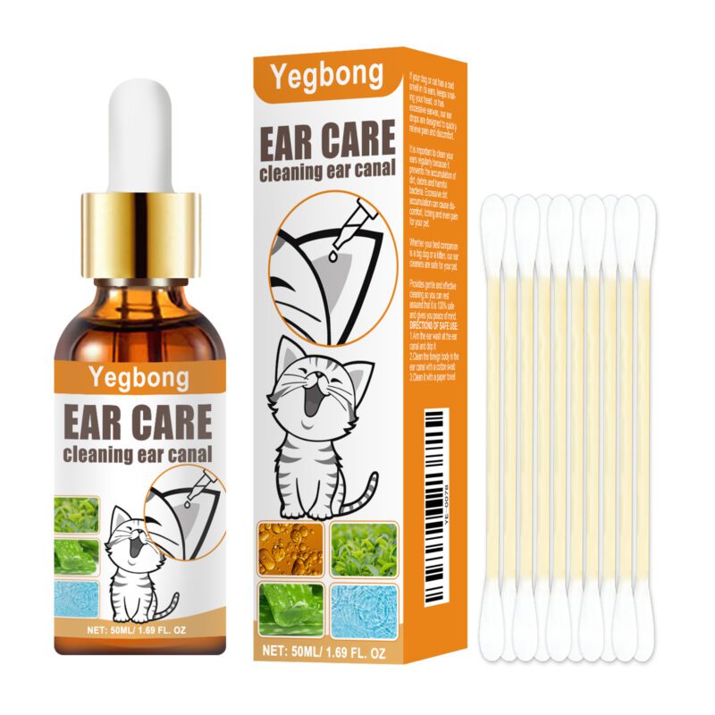 Yegbong Pet Ear Cleaning Drops for Cats & Dogs - Anti-Itch Ear Cleaner, Deodorizer