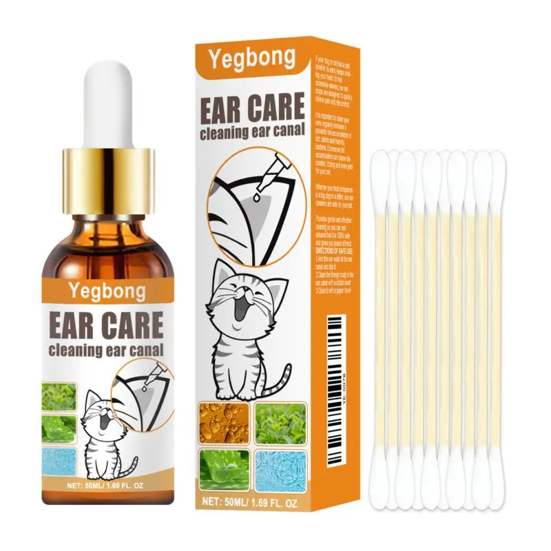 Yegbong Pet Ear Cleaning Drops for Cats & Dogs - Anti-Itch Ear Cleaner, Deodorizer