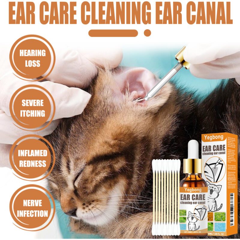 Yegbong Pet Ear Cleaning Drops for Cats & Dogs - Anti-Itch Ear Cleaner, Deodorizer - Image 4