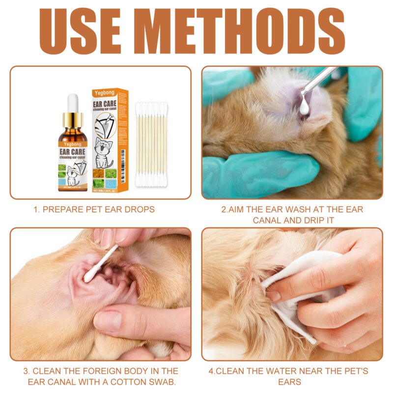 Yegbong Pet Ear Cleaning Drops for Cats & Dogs - Anti-Itch Ear Cleaner, Deodorizer - Image 6